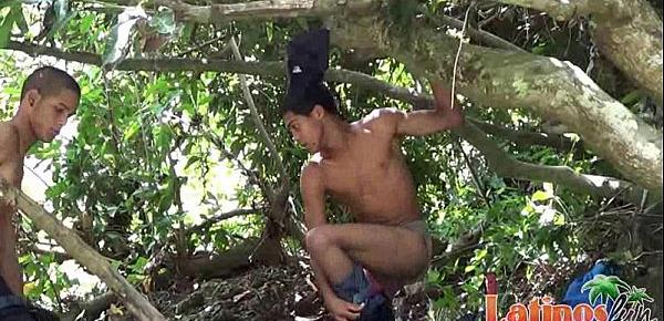  Latino boys strip for wet oral fun in the jungles